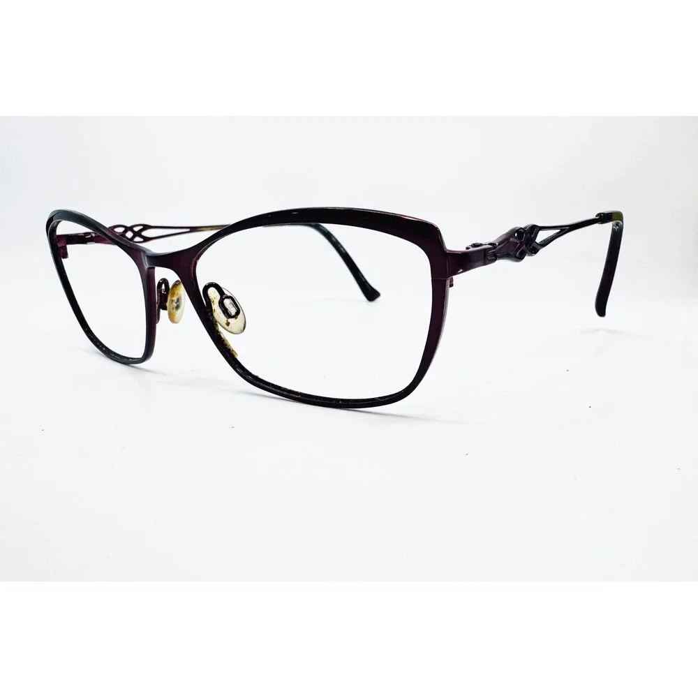 Tura Eyeglasses Women Purple R117 PLU Cat Eye Metal Frames 54-15-135
